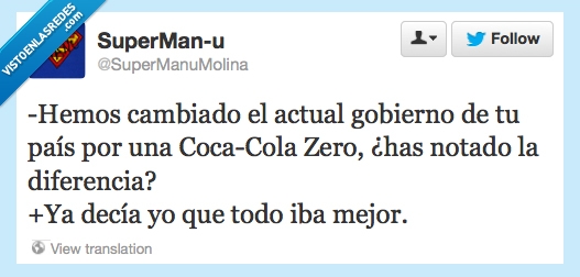 gobierno España,notar la diferencia,cambiar,coca cola zero