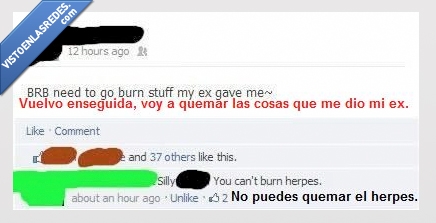 facebook,herpes,estado,no puede quemarlo,ex,resentidos todos