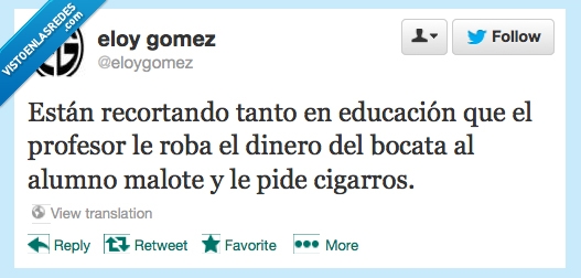 almuerzo,bocata,dinero,malote,profesor,alumno,educacion,recortes