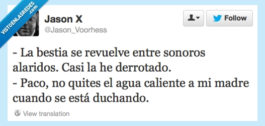 Bestia,suegra,agua caliente,ducha