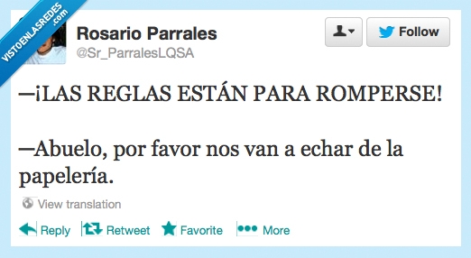 romper,reglas,niños,abuelos,twitter,papeleria,Risa
