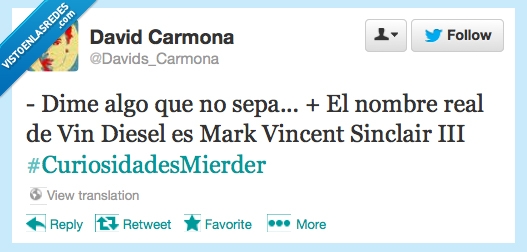 twitter,algo que no sepa,Vin Diesel,genial