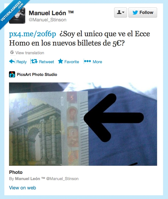 España,Dinero,Twitter,Billete,5€,Ecce Homo