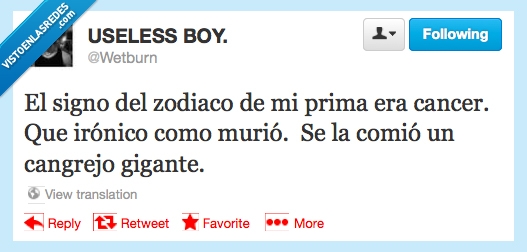 cangrejo,cancer,horoscopo,wetburn,twitter,gigante,murio