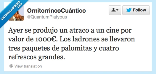 Cine,palomitas,ladrones,atraco,caro,precio,menu,valor