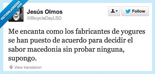 no se parece,probar,macedonia,sabor,acuerdo,yogur,fabricante