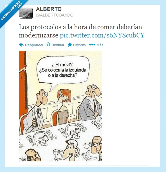 modales,protocolo,mesa,móviles,humor