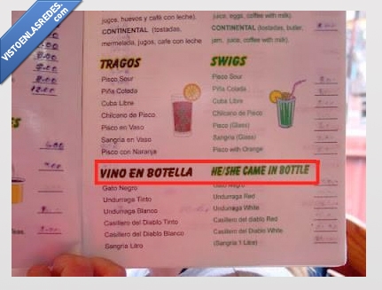 vino,traducción,spain is different,error,came,traductor google