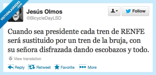 escobazo,disfrazada,señora,bruja,tren,presidente,renfe