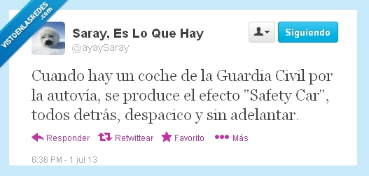 policia,guardia civil,autovia,calle,detras,adelantar,safety car,despacico,despacio