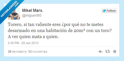 desarmado,torero,habitacion,valiente,toro,Tauromaquia