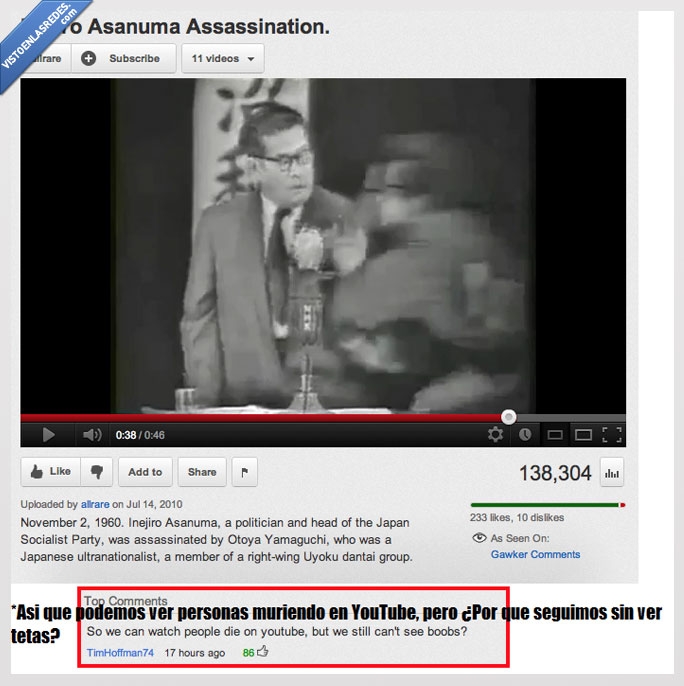 youtube,doble rasero,inejiro asanuma,asesinato