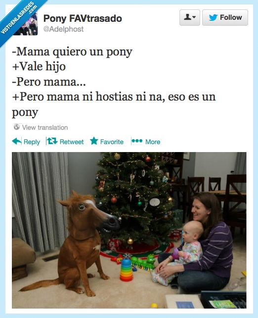 pony,mama,hijo,perro,mascara,careta,arbol,navidad