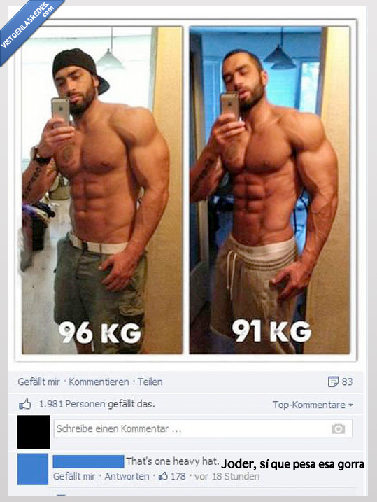 fuerte musculazos,kilo,perder,peso,gorra