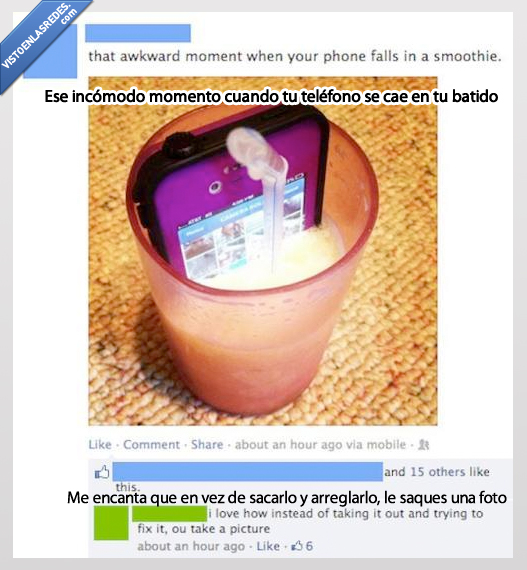 movil,dentro,batido,smoothie,vaso,caer,arreglar