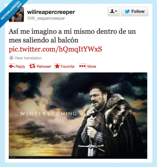 invierno,Juego de tronos,Ned stark,balcon,mes