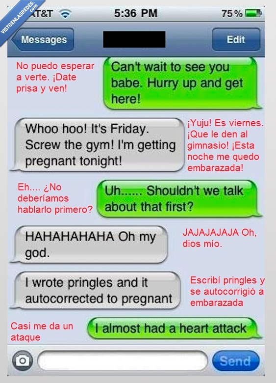 autocorrecctor,embarazada,pregnant,pringles,infarto,ataque,novia,susto