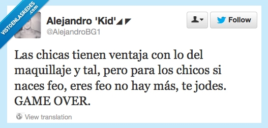 tapar,game over,feos,chicos,maquillaje,chicas