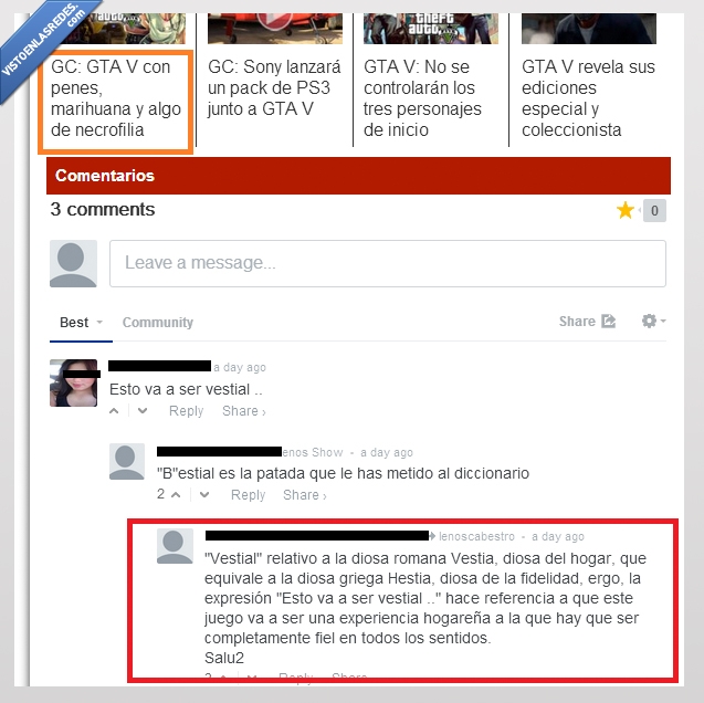 corregir,troll,gta v,comentarios,zas,etc,vestial,vestia,diosa,griega,hogar,fidelidad