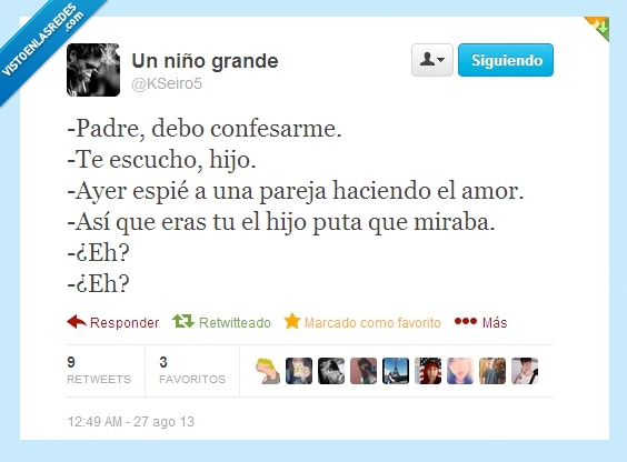 Padre,cura,espiar,oir,pillar