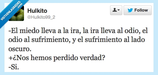 ira,lleva,miedo,Perdidos,sufrimiento,perdido,Yoda,Star Wars