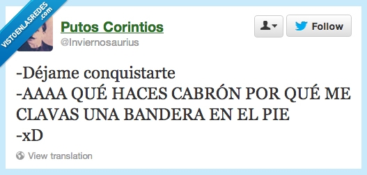 Bandera,clavar,romántico,pie,conquistar