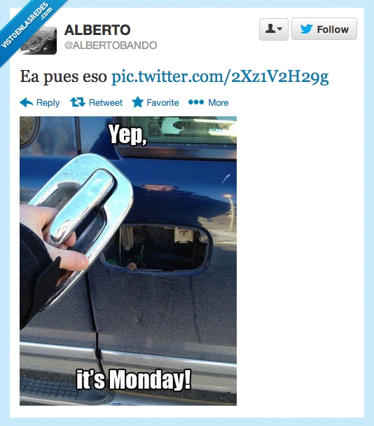 monday,lunes,puerta,coche,romper,roto,a la mierda
