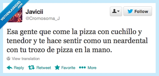 trozo,neandertal,tenedor,cuchillo,pizza