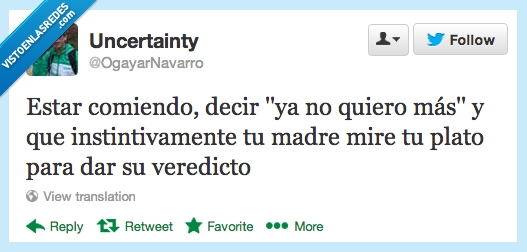 plato,madre,no quiero más,comida,veredicto