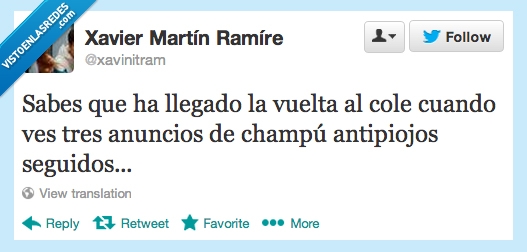 vuelta,cole,verano,fin,piojos,anuncio,champú,septiembre