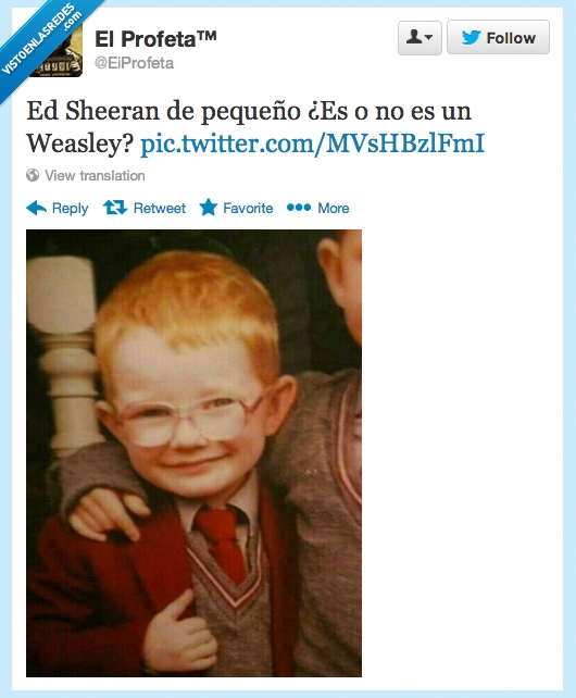 Cantantes,Harrry Potter,Famosos de pequeños,Weasley,Ed Sheeran