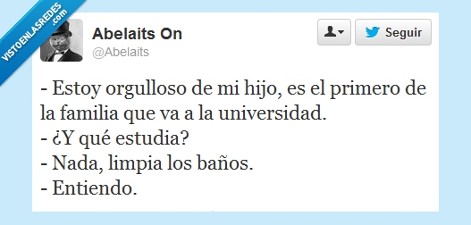 familia,primero,baño,limpiar,estudiar,hijo,orgulloso,universidad
