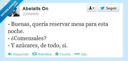 comensales,sal,azúcar,azúcares,restaurant,reservar,mesa