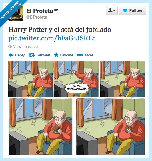 Jubilado,Harry Potter,Sofá,Hamburguesa,accio