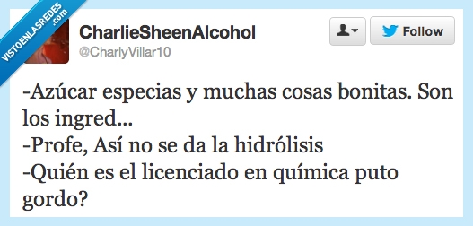 Gordo,Clase,Que malo era mojoyoyo,hidrolisis,licenciado,Supernenas,Química,Cosas bonitas