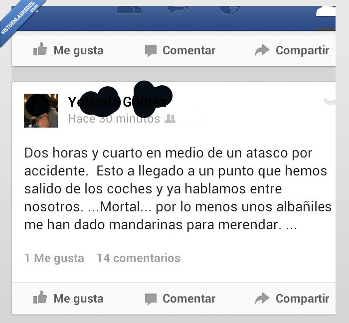 atasco,agobiaba,accidente,salir,coche,hablar,albañil,mandarina