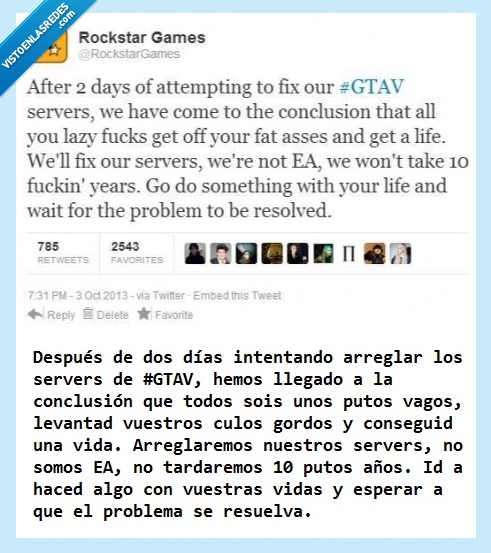 Gordos,Rockstar,No encuentro el tweet no sé si es fake! :S,GTAV,Hablando en plata,server,online,jugar