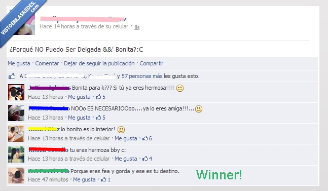 Gorda,Fea,Delgada,Bonita,destino