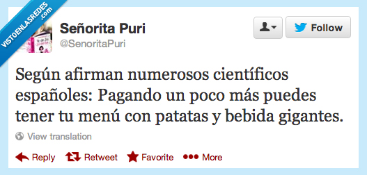 numeroso,cientifico,español,pagar,mas,menu,patatas,grande,gigante,bebida,mcdonalds