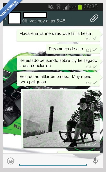 hitler,cortejar,dama,trineo,mona,peligrosa,whatsapp
