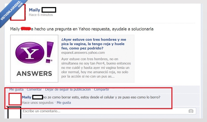 yahoo respuesta,facebook,fail,pregunta,familiar,hombre,escozor,rojo,std,ets,borrar