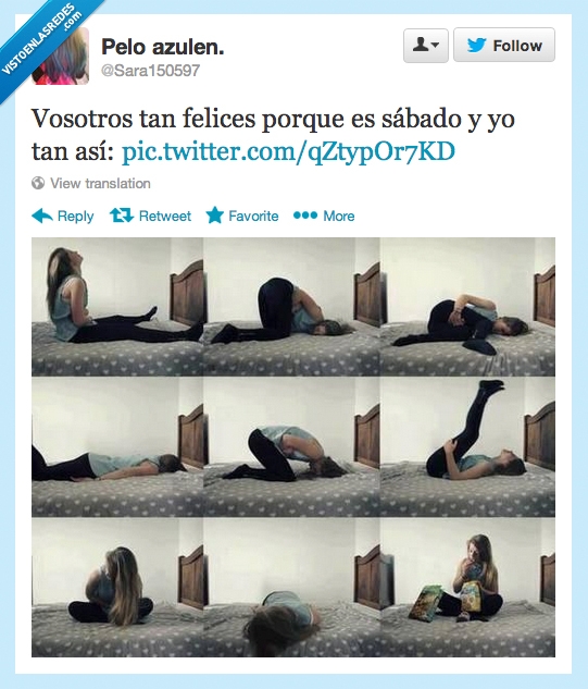 comer,cama,dolor,fiesta,sábado,regla