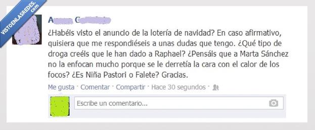 Niña Pastori,Anuncio,Marta Sánchez,Raphael,Falete,navidad,lotería