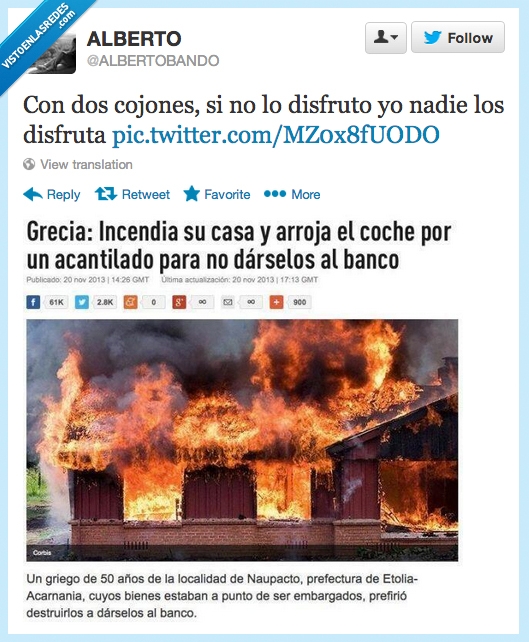 quemar,grecia,incendiar,casa,arrojar,coche,acantilado,embargar,deshaucio,señor,banco
