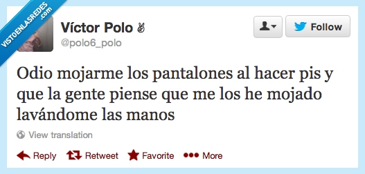 Pis,mojar,pantalones,mancha,pensar,lavandome,manos