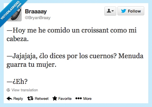 desayuno,croissant,mujer,cuernos,cabeza