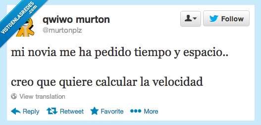 calcular,tiempo,pide,novia,espacio,velocidad,la velocidad a la que te deja por su mejor amigo