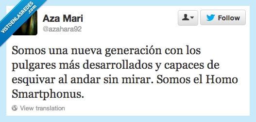 Smartphonus,raza,especie,andar,mirar,pulgares,desarrollados,Homo