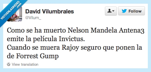 Twitter,Televisión,Nelson Mandela,Mariano Rajoy,Antena3,Invictus