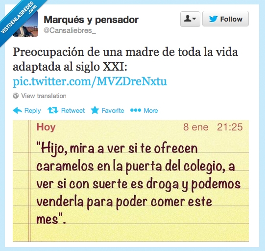 vender,comer,drogas,hijo,caramelos,madre,preocupación,puerta,colegio